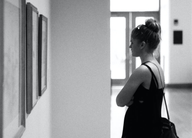 creativity myths woman in a gallery